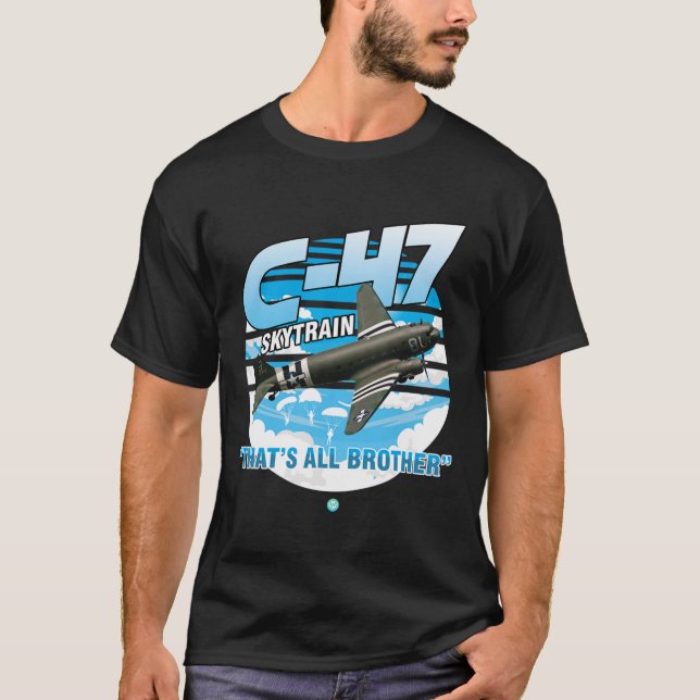 C-47 Flygplan T-Shirt Gift med Skywood WWWII (Framsida)