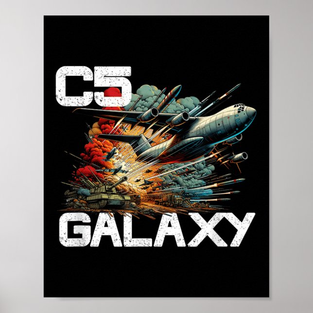C-5 Galaxy Transport Flygplan Krig Missle Poster (Framsidan)