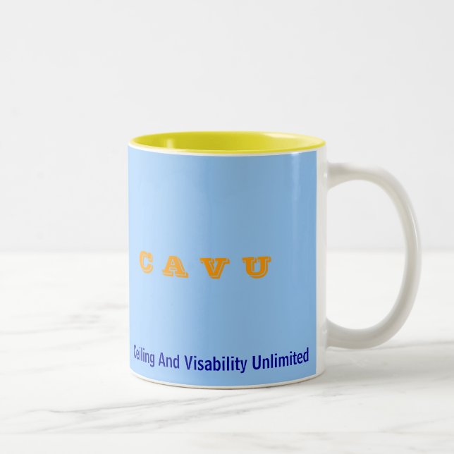 C A V obegränsade U, tak och Visability Två-Tonad Mugg (Höger)