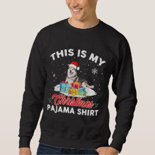 C& X27 Est Mon Pajama De Noël Husky Sibérien Ch Lång Ärmad Tröja
