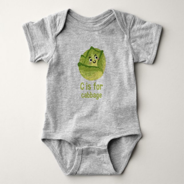 C är för CABBAGE Grönt Veggie Alphabet C T Shirt (Framsida)
