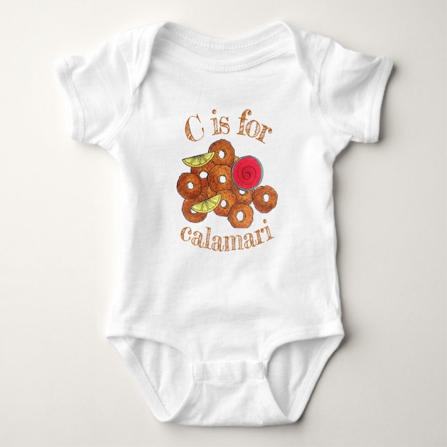 C är för Calamari Ringar Italienska livsmedelsapet T Shirt (Framsida)