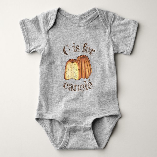 C är för Canelé Fransk Pastry Bakery Dessert Food T Shirt (Framsida)