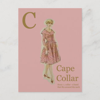C är för Cape-krage Fashion Alfabetet Vykort