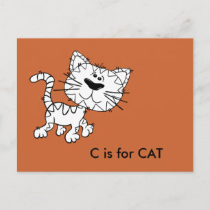 ’C’ är för Cat Alphabet Flashcard Vykort