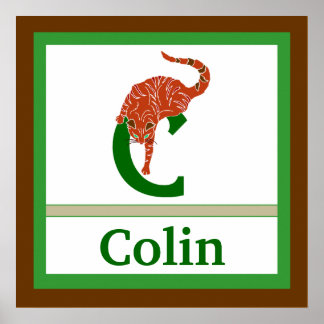 C är för Cat and Boy Namn Wall Art för barn Poster