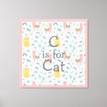 C är för Cat Boho Cute Alapaca Rosa Trim Nursery