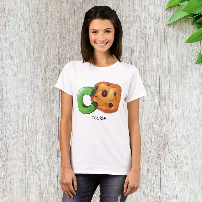 C är för Cookie Alphabet Brev Chocolate Chip T Shirt (Skapare uppladdad)