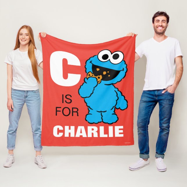 C är för Cookie Monster | Lägg till ditt namn Fleecefilt (På plats)