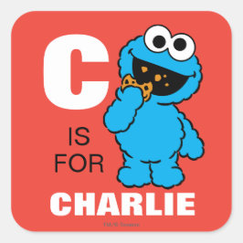 C är för Cookie Monster | Lägg till ditt namn Fyrkantigt Klistermärke