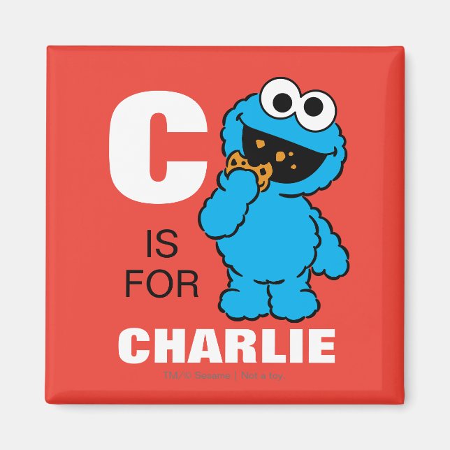 C är för Cookie Monster | Lägg till ditt namn Magnet (Framsidan)