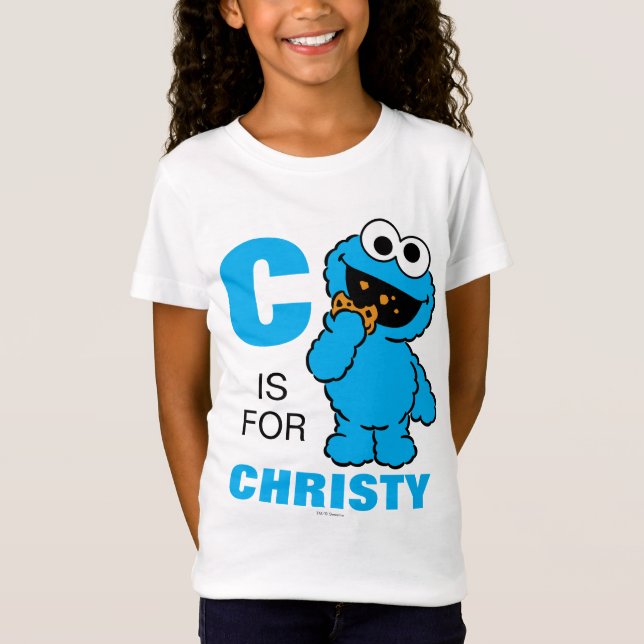 C är för Cookie Monster | Lägg till ditt namn T-shirt (Framsida)