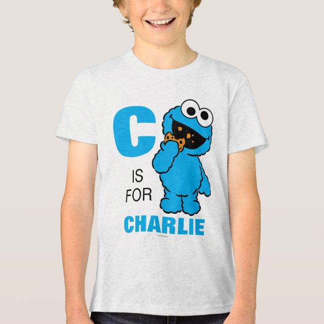 C är för Cookie Monster | Lägg till ditt namn Tee (Framsida)