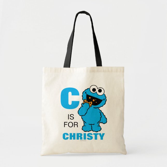 C är för Cookie Monster | Lägg till ditt namn Tygkasse (Framsidan)