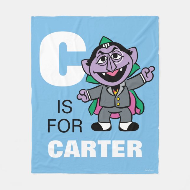 C är för Count von Count | Lägg till ditt namn Fleecefilt (Framsidan)