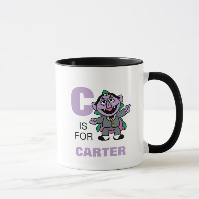 C är för Count von Count | Lägg till ditt namn Mugg (Höger)