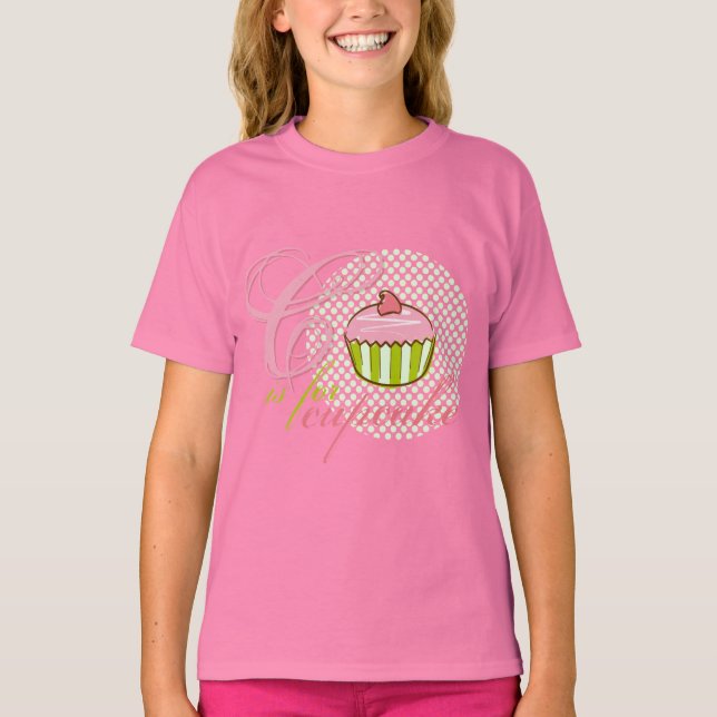 C Är För Cupcake Flickor Ringarminiatyr T-shirt (Framsida)