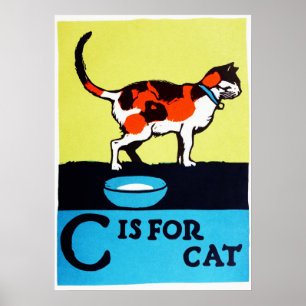 C är för Kat ABC 1923-Vintage Alphabet Poster