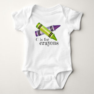 C är för Kritor Lila Grönt Art Class Crayon ABC Tee