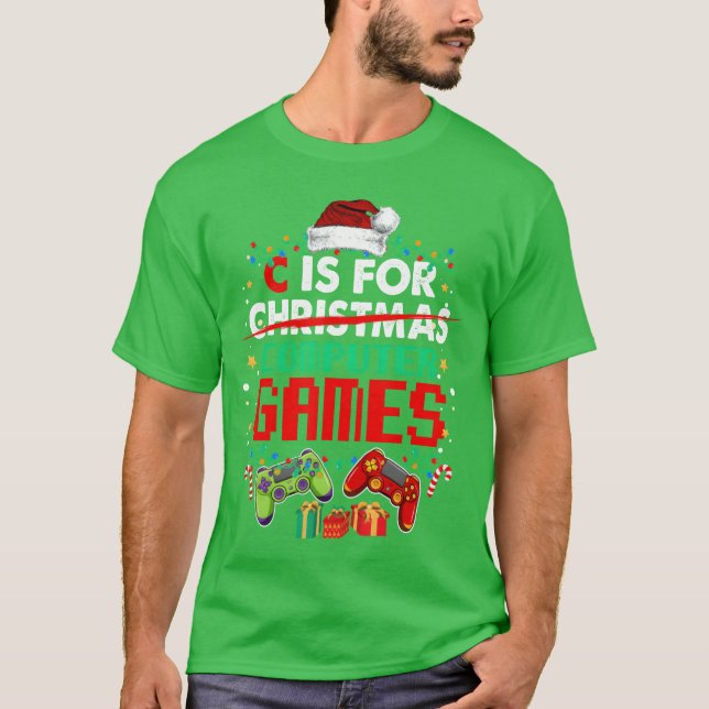 C är till datorspel Gamer jul Gaming Boy T Shirt (Framsida)