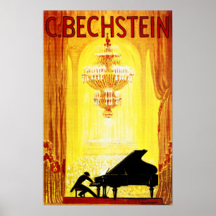 C BECHSTEIN 1920 German PIANO Manufacturer Vintage Poster