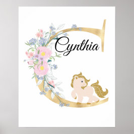 C bokstav personligt namn monogram med ponny poster