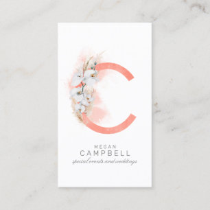 C Brev Monogram White Orchids och Pampas Grass Visitkort