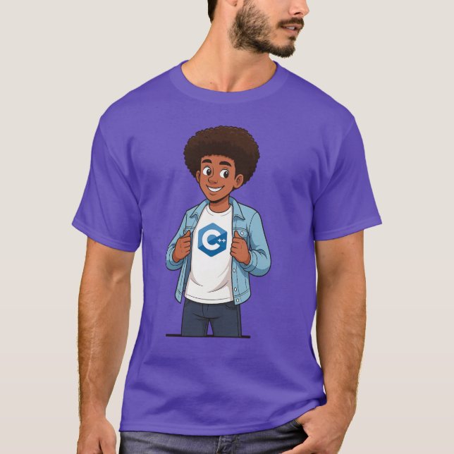 C++ Cartoon Programmer T-Shirt (Framsida)