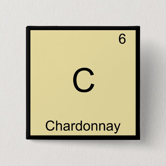 C - Chardonnay Rolig Kemisk Element Symbol T-Shirt Knapp (Framsida)