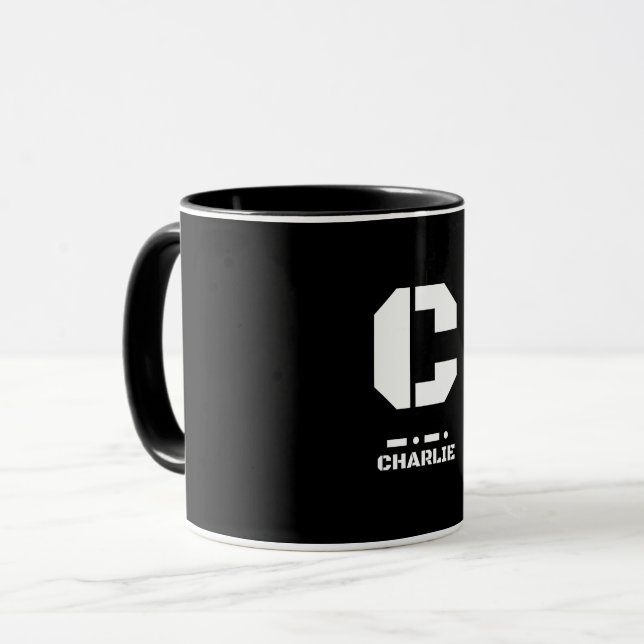 C (Charlie) Natos fonetiska Alphabet & Morse Code Mugg (Framsida vänster)