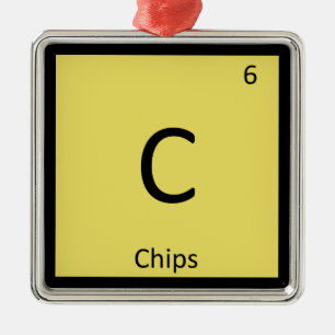 C - Chip Snackkemi Periodisk Bord-symbol Julgransprydnad Metall