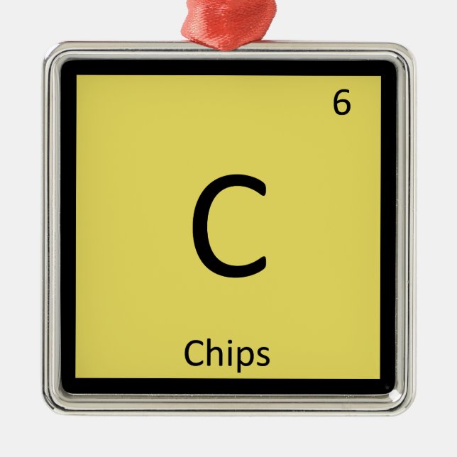C - Chip Snackkemi Periodisk Bord-symbol Julgransprydnad Metall (Framsidan)