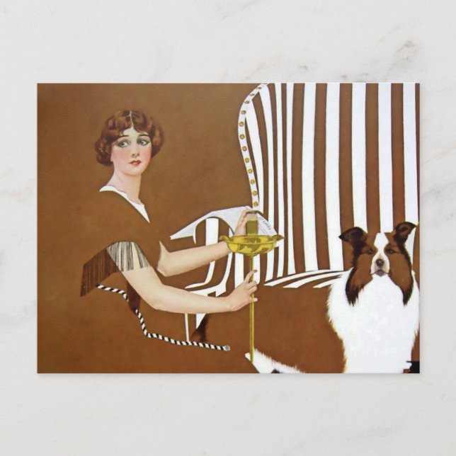C Coles Phillips "Dam and Collie" Fadeaway Girl Vykort (Framsida)