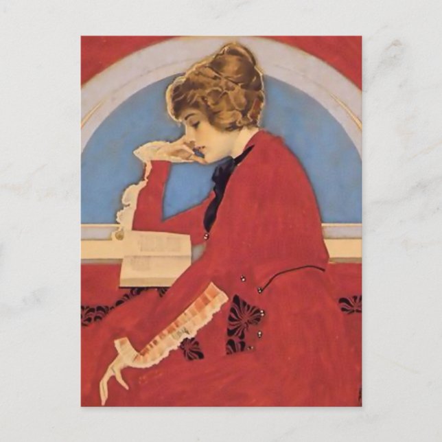 C Coles Phillips “En bra bok” Fadeaway Girl Vykort (Framsida)