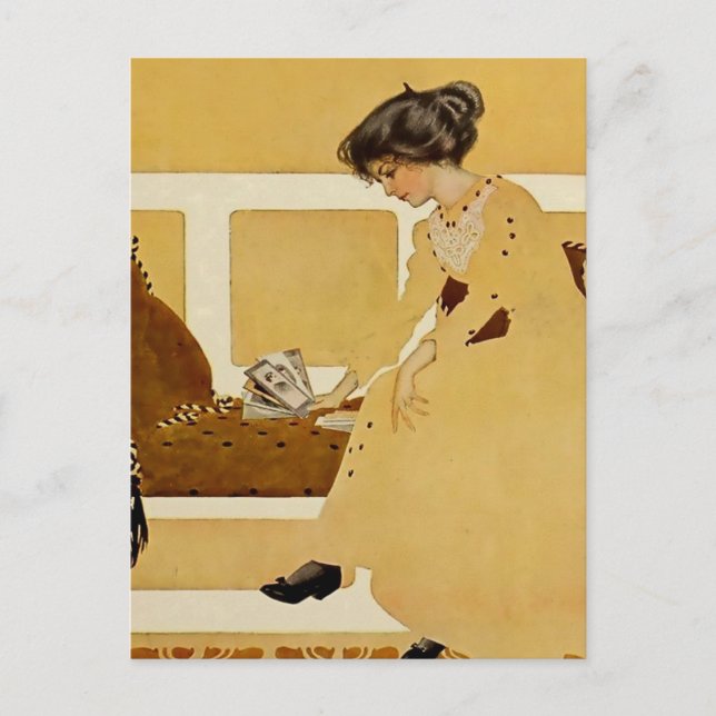 C Coles Phillips "Fadeaway Girl" "Discarding" Vykort (Framsida)