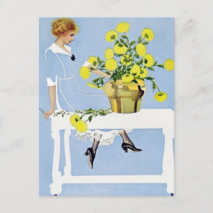 C Coles Phillips ‘Fadeaway Girl’ “Gul bukett” Vykort