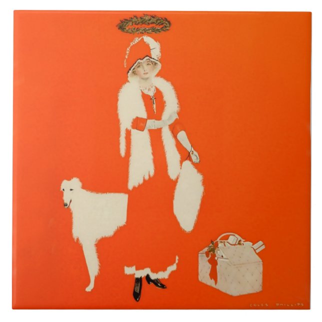 C Coles Phillips “Nutida helgon” Fadeaway-flicka Kakelplatta (Framsidan)