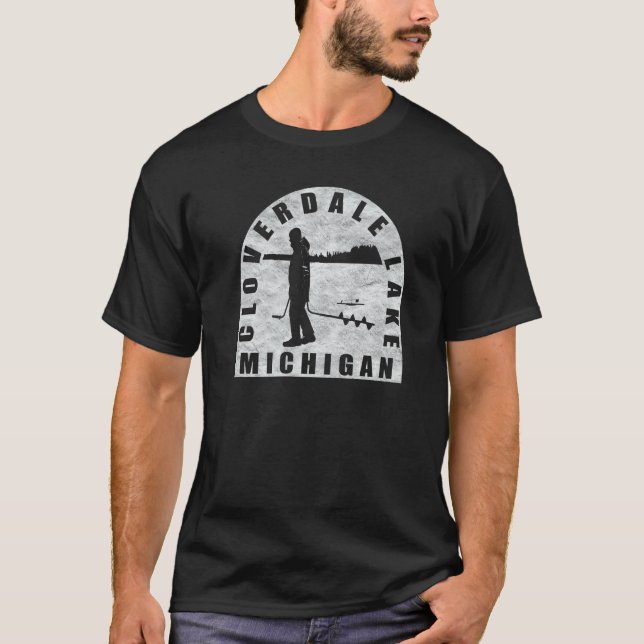 C Dale Sjö Ice Fishing Michigan T Shirt (Framsida)