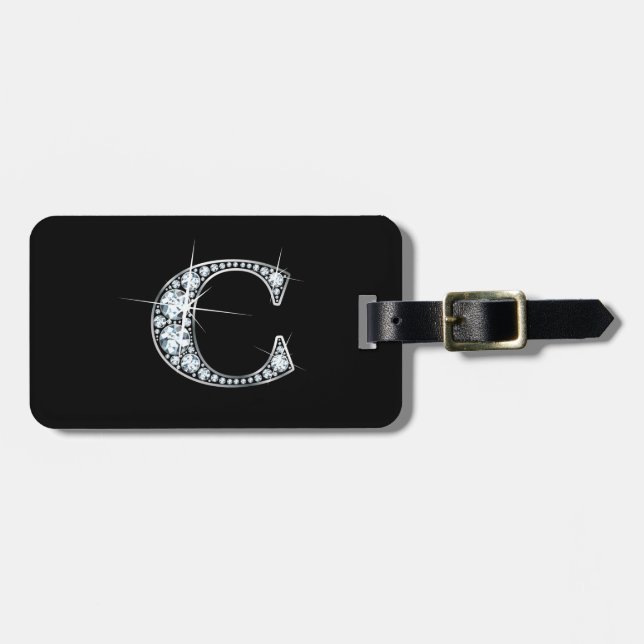 C ’Diamond Bling’ Luggage Tag Bagagebricka (Horisontell Framsida)