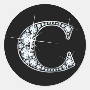 "C" Diamond Bling Sticker Runt Klistermärke