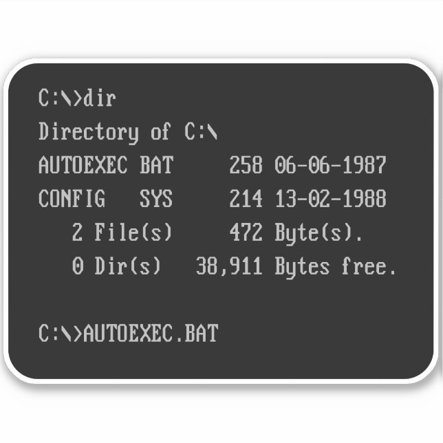 C:\> DOS fråga kommandorad Klistermärken (Framsida)