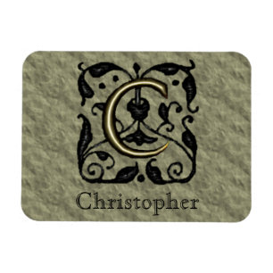 C - Embossed Vintage Monogram (Guld) Magnet