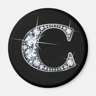 ’C’ Faux-’Diamond Bling’ Magnet