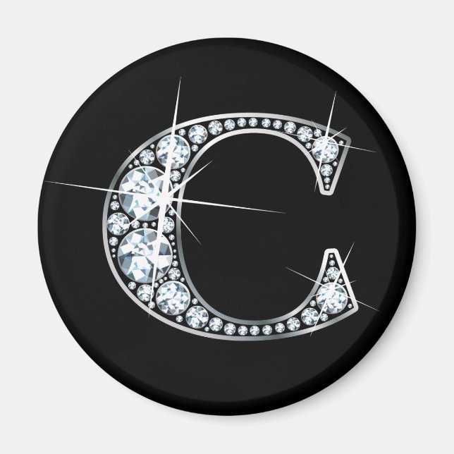 ’C’ Faux-’Diamond Bling’ Magnet (Framsidan)