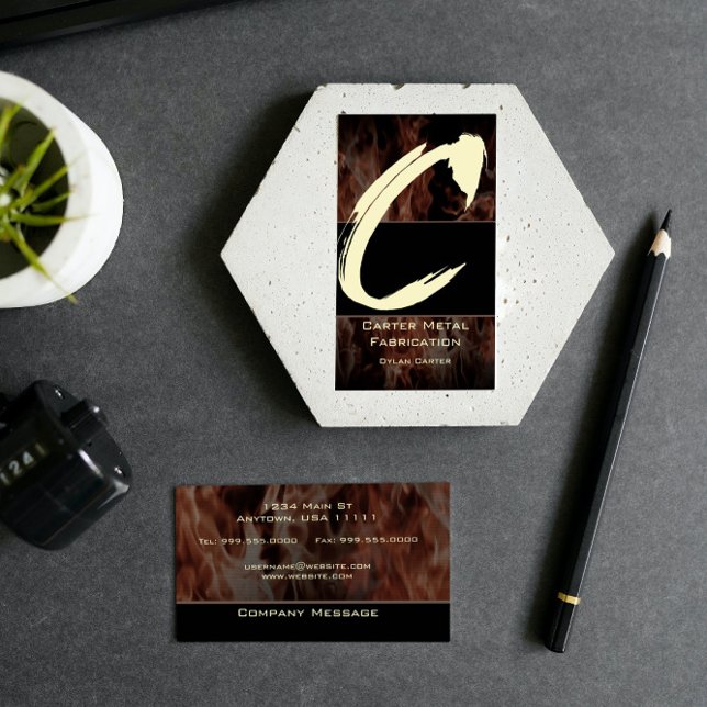 C Flame Monogram-Affärskort Visitkort (C Flame Monogram Business Card)