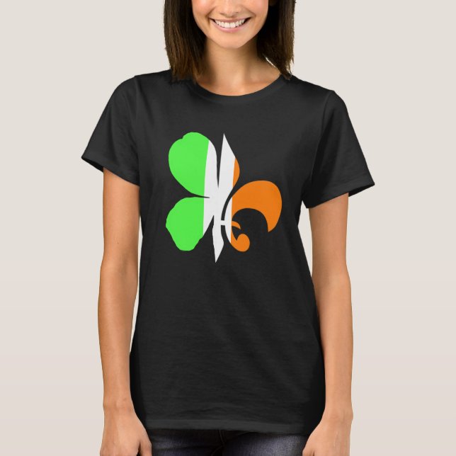 C Fleur Louisiana Irish Cajun New Orleans St Patri T Shirt (Framsida)