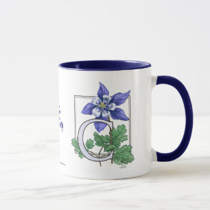 C för mugg för för Columbine blommaMonogram och