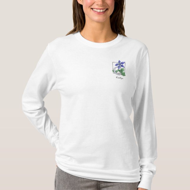 C för skjorta för Columbine blommaMonogram Tee (Framsida)
