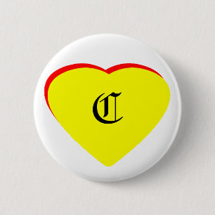 "C" Heart Gult Red Wedding bjudande MUSEUM Knapp