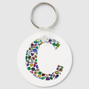 C Initial Gem-design Nyckelring